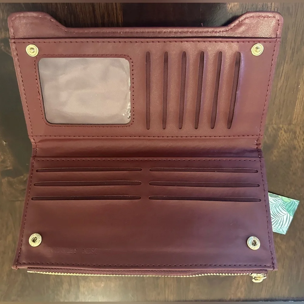 Badgley‎ Mischka Plum Vegan Leather Long Cards Wallet BM4172 MSRP 59